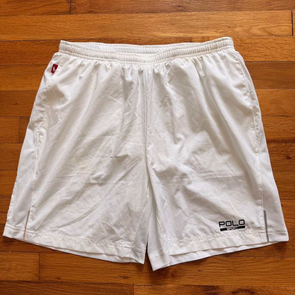 Polo Sport Ralph Lauren Mens White Athletic Running Shorts Small Zipper Pocket